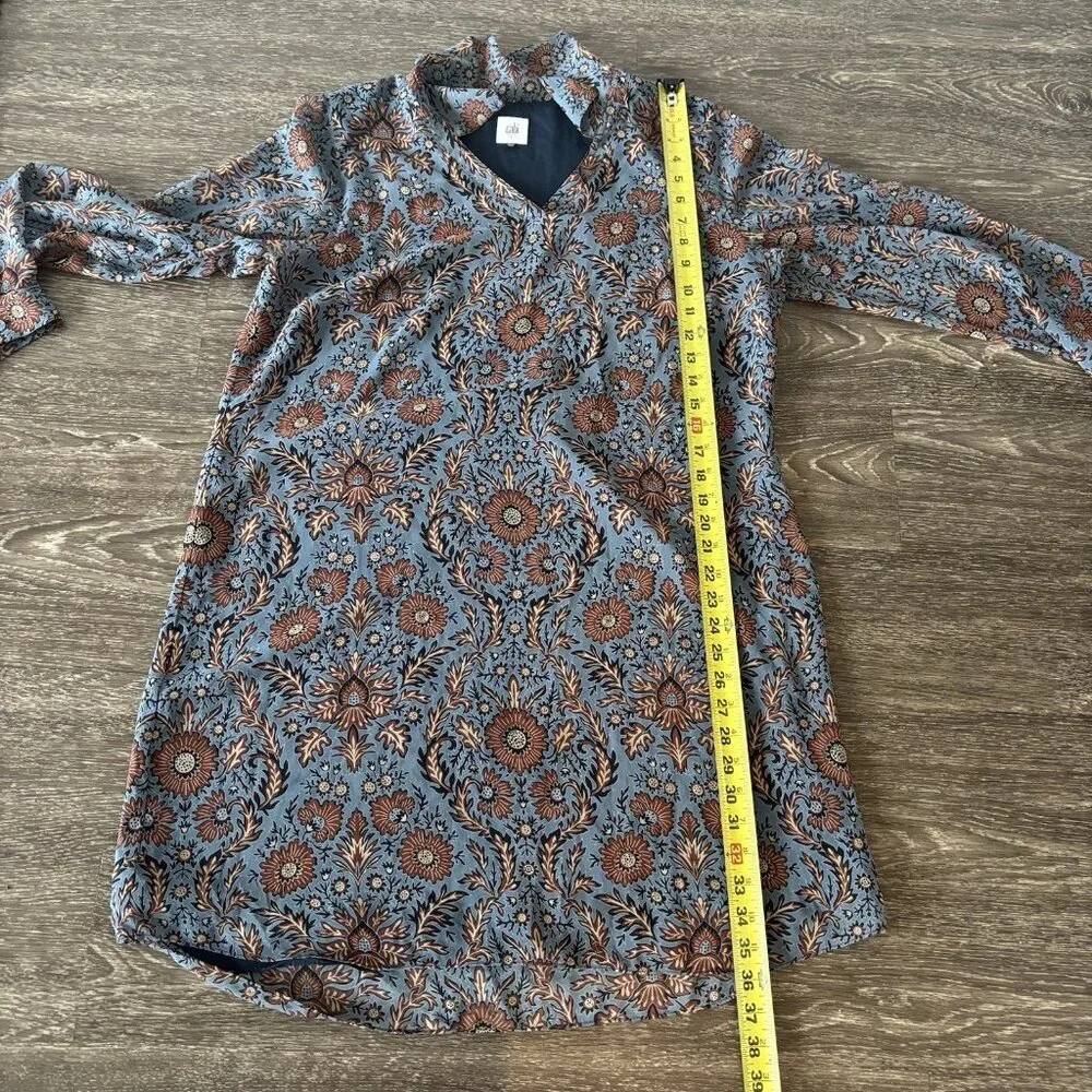 CABi Floral‎ Provincal Tunic Dress V-neck Long Sleeve Size Large Autumn Floral
